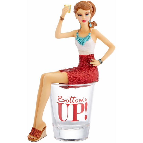 Hiccup by H2Z 73702 Bottom's Up Girl in Shot Glass, 5-3/4-Inch High