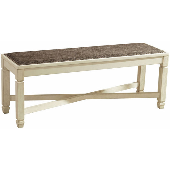 Ashley Furniture Signature Design - Bolanburg Upholstered Dining Room Bench - Two-tone - Textured Antique White Finish