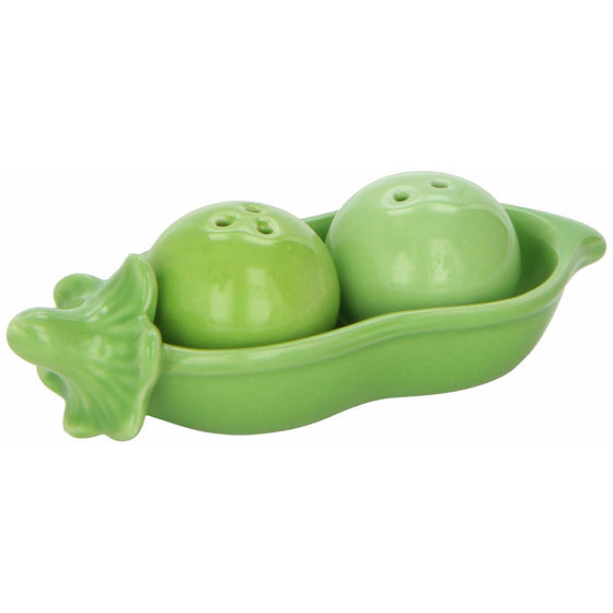 Kate Aspen Two Peas in A Pod Ceramic Salt and Pepper Shakers in Ivy Print Gift Box