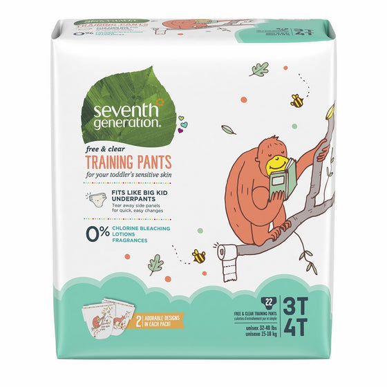 Seventh Generation Baby & Toddler Training Pants, Free & Clear, Large Size 3T-4T 32-40lbs, 22ct