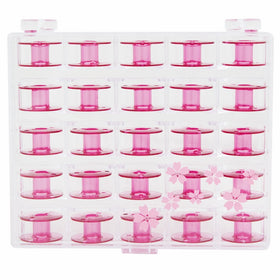 Janome Sewing Machine Cherry Blossom Pink Bobbins 25 ct