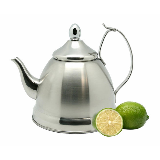 Creative Home Nobili-Tea 1.0 Qt. Stainless Steel Tea Kettle with Removable Infuser Basket, Brushed Body Finish