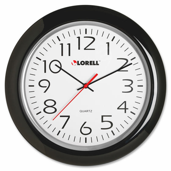 Lorell Wall Clock with Arabic Numerals, 13-1/4-Inch, Black Frame