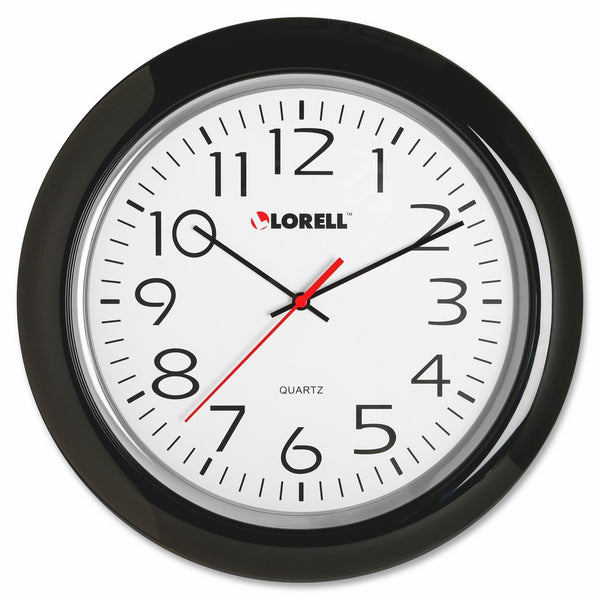 Lorell Wall Clock with Arabic Numerals, 13-1/4-Inch, Black Frame