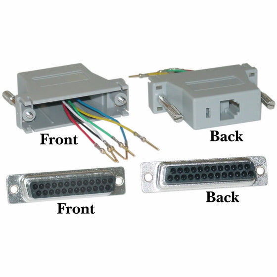 CableWholesale Modular Adapter, Gray, DB25 Female to RJ12