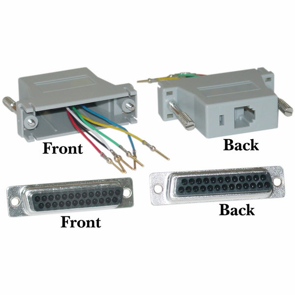 CableWholesale Modular Adapter, Gray, DB25 Female to RJ12