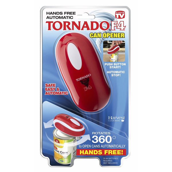 Tornado F4 Can Opener - New and Improved - Safest, fastest, Easiest Hands-Free Can Opener (Red)…