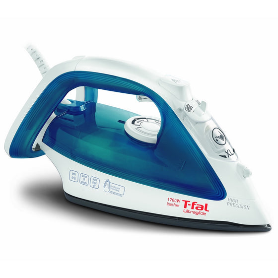 T-fal FV4017 Ultraglide Non-Stick and Scratch Resistant Durilium Ceramic Soleplate Steam Iron with Anti-Drip and Auto-off System, 1700W, Blue