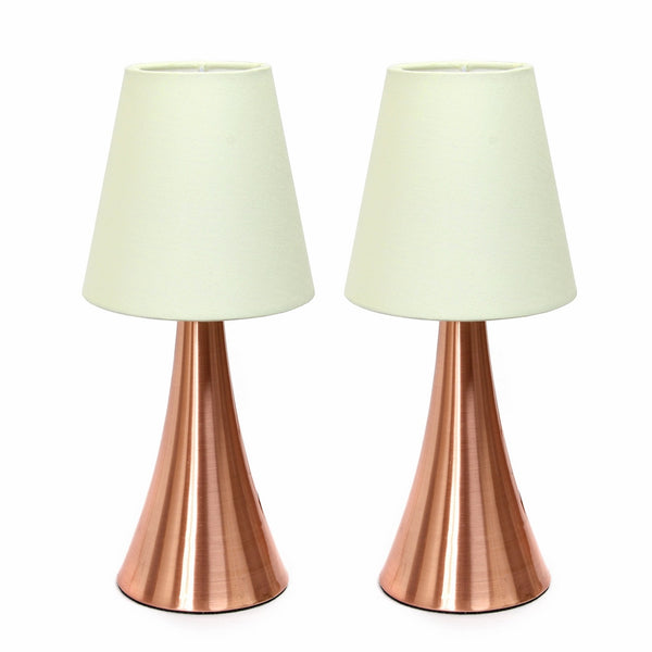 Simple Designs Home LT2014-CRM-2PK Valencia Mini Touch Table Lamp Set with Fabric Shades (2 Pack), 11.50" x 4.88" x 4.88", Cream