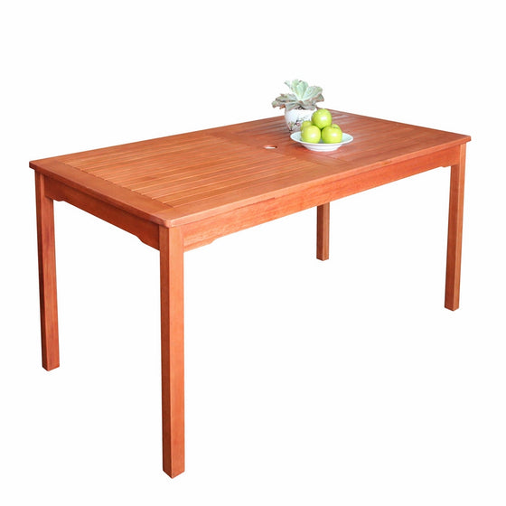 Vifah V98 Outdoor Wood Rectangular Table, Natural Wood Finish, 59 by 35 x 30-Inch