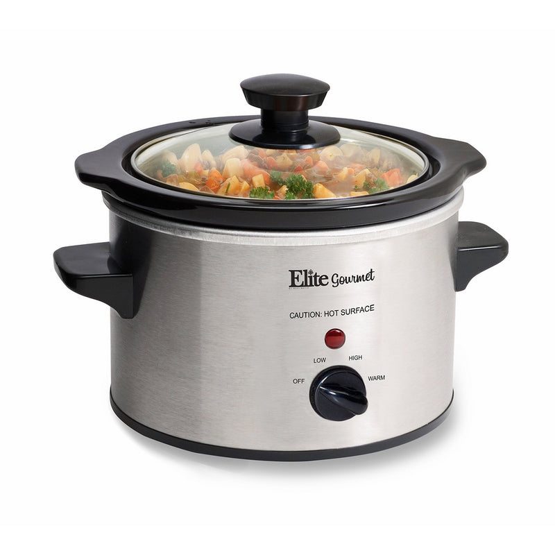 Elite Gourmet MST-250XS 1.5 Quart Stainless Steel Slow Cooker, Silver