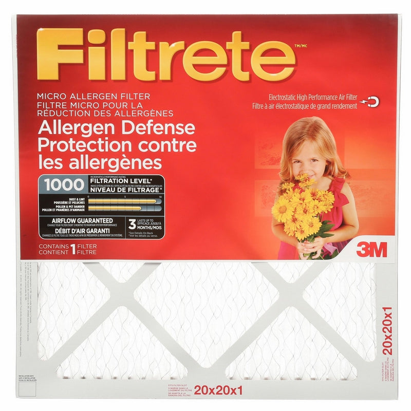 Filtrete Micro Allergen Defense Filter, MPR 1000, 20 x 20 x 1-Inches, 2-Pack
