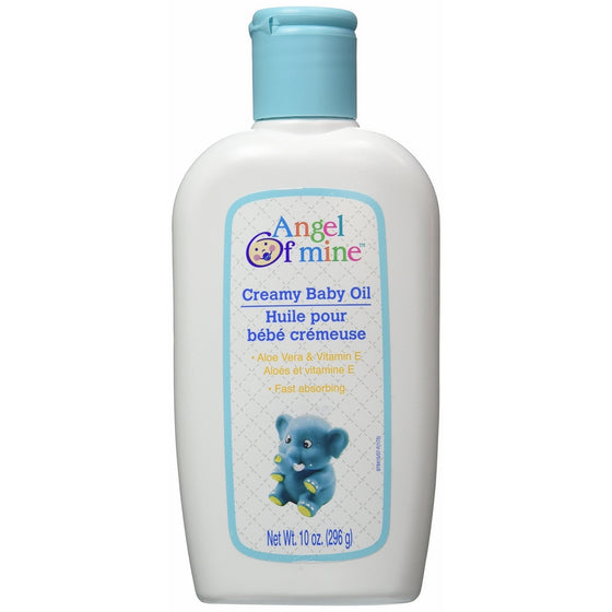 Creamy Baby Oil with Aloe Vera & Vitamin E - 10 oz,(Angel of Mine)