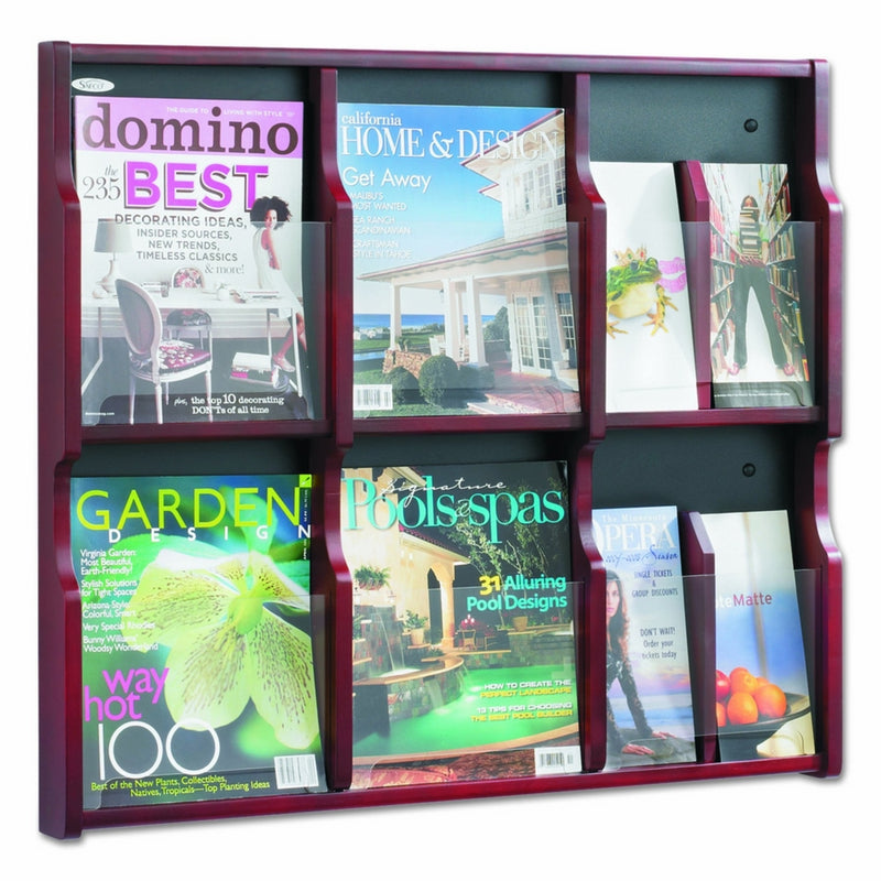 Safco Products 5703MH Expose Literature Display, 6 Magazine 12 Pamphlet, Mahogany/Black