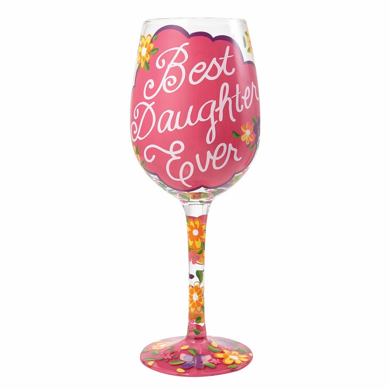 Designs by Lolita “Love My Daughter” Hand-painted Artisan Wine Glass, 15 oz.