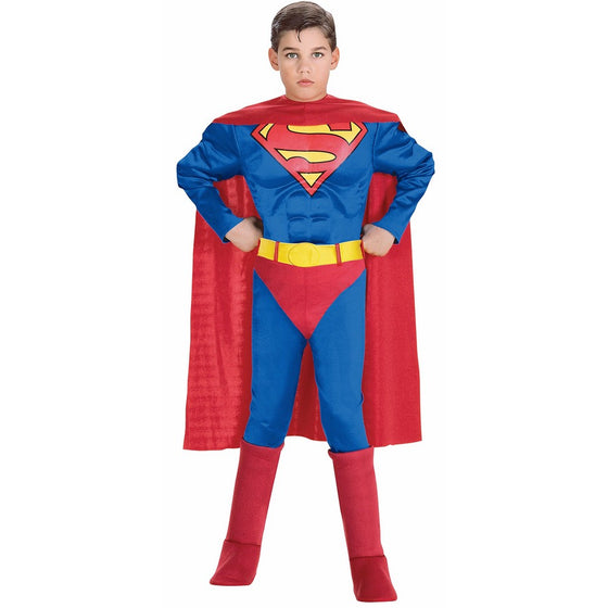 Super DC Heroes Deluxe Muscle Chest Superman Costume, Child's Medium