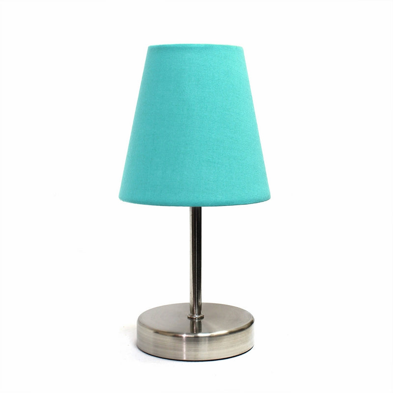 Simple Designs Home LT2013-BLU Sand Nickel Table Lamp with Fabric Shade, 10" x 4.88" x 4.88", Blue