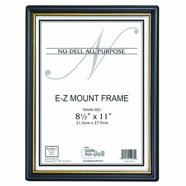 NuDell (3) 8.5" x 11" Economy EZ Mount Document Frame with Plastic Face VALUE PACK, Black w/ Gold Trim