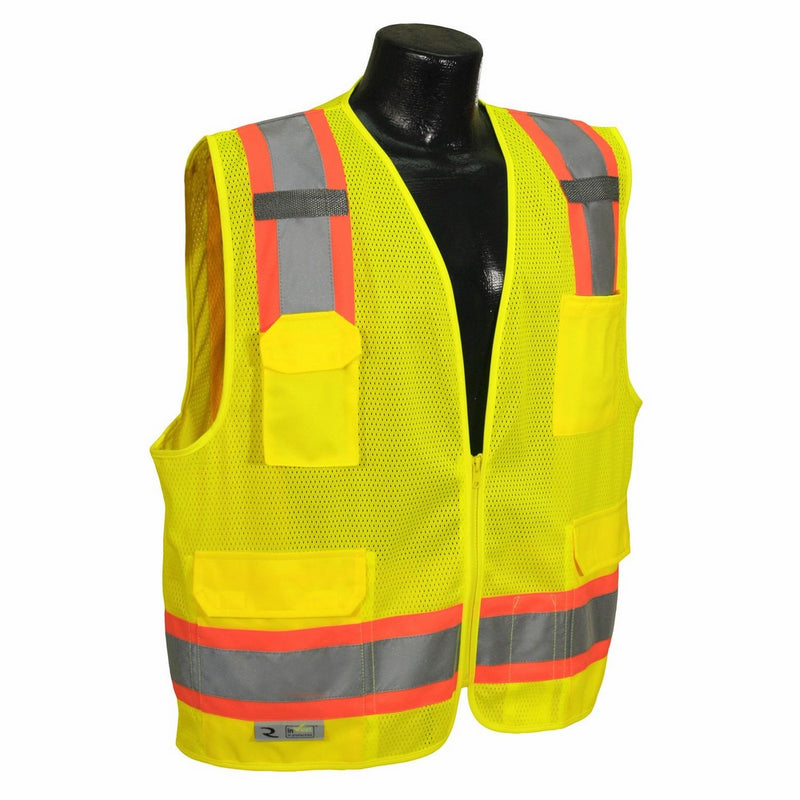 Radians SV6-2ZGM-L Two Tone Class 2 Surveyor Polyester Mesh Vests with Contrasting Trim