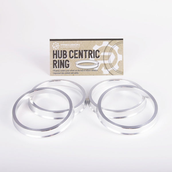 Hubcentric Rings (Pack of 4) - 57.1mm ID to 73.1mm OD - Silver Aluminum Hubrings - Only Fits 57.1mm Vehicle Hub & 73.1mm Wheel Centerbore