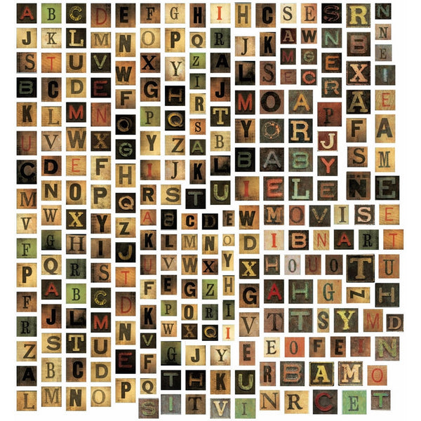 Tim Holtz Idea-ology Alpha Tiles by, 255 Tiles, 11/16 Inches Each, Chipboard, Multicolored, TH93046