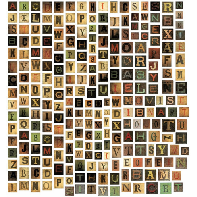 Tim Holtz Idea-ology Alpha Tiles by, 255 Tiles, 11/16 Inches Each, Chipboard, Multicolored, TH93046