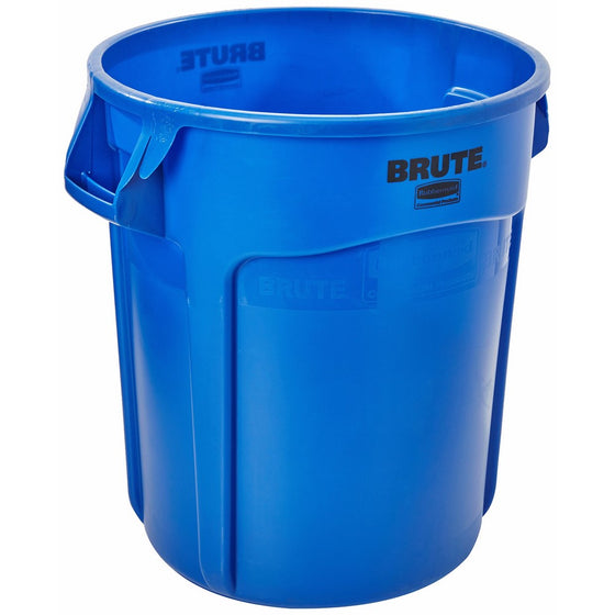 Rubbermaid Commercial BRUTE Heavy-Duty Round Waste/Utility Container with Venting Channels, 32-gallon, Blue (FG263200BLUE)