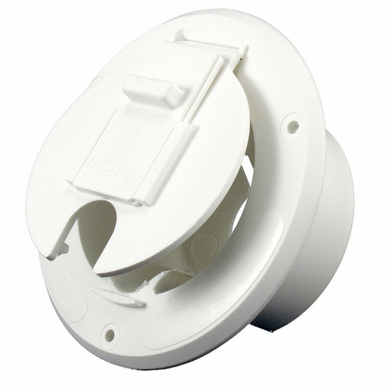 JR Products White 30 Amp Round Electric Cable Hatch