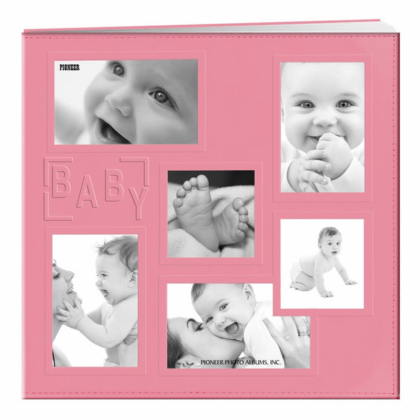 Pioneer MB-10COLB 12"X12" Baby Sewn Collage Frame Leatherette Post Bound Scrapbook, Pink