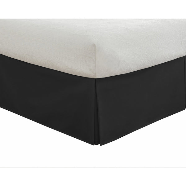 Lux Hotel Bedding Tailored Bed Skirt, Classic 14” Drop Length, Pleated Styling, Full, Black