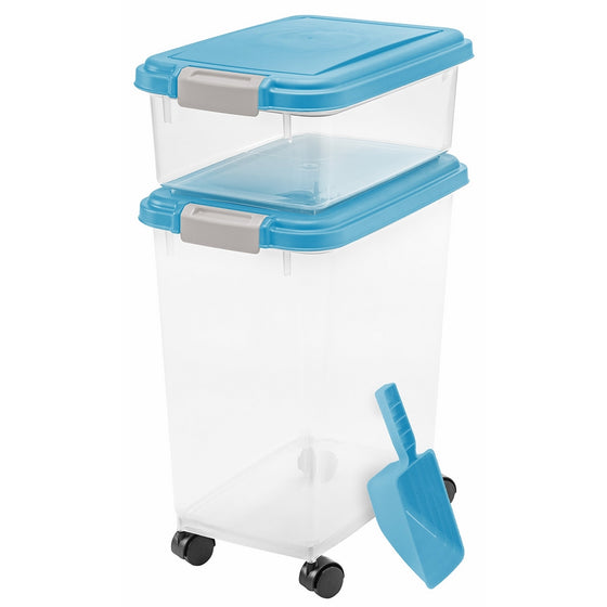 IRIS USA, Inc. 3- Piece Airtight Pet Food Storage Container Combo, Blue Moon