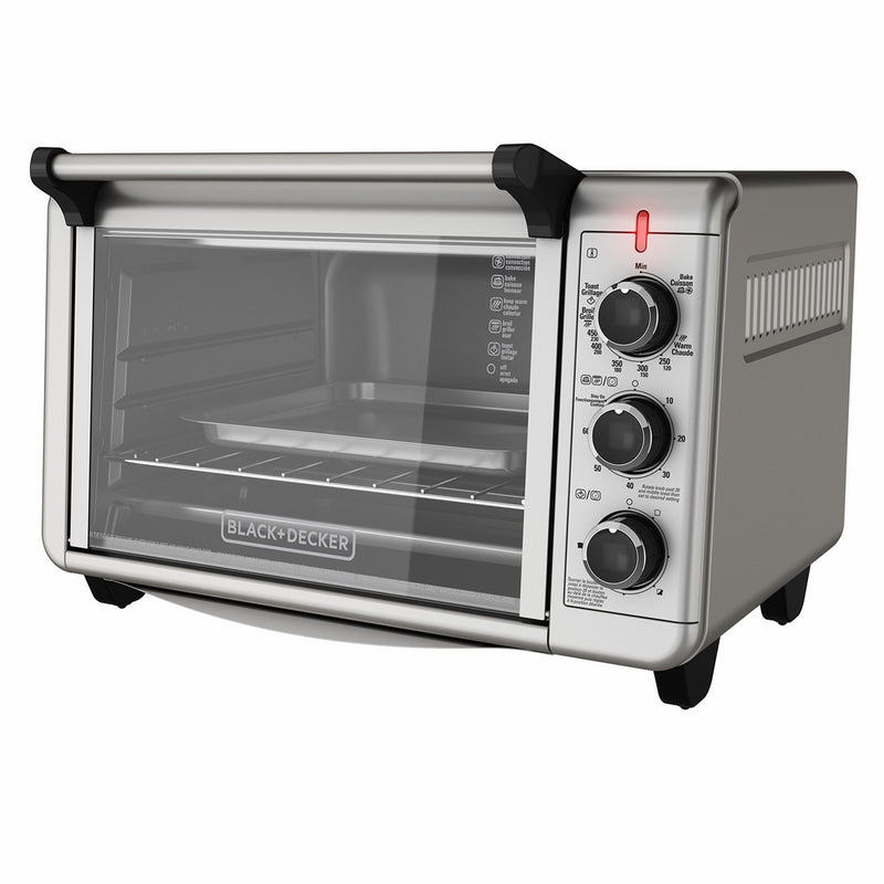 BLACKDECKER TO3210SSD 6-Slice Convection Countertop Toaster Oven, Includes Bake Pan, Broil Rack & Toasting Rack, Stainless Steel/Black Convection Toaster Oven