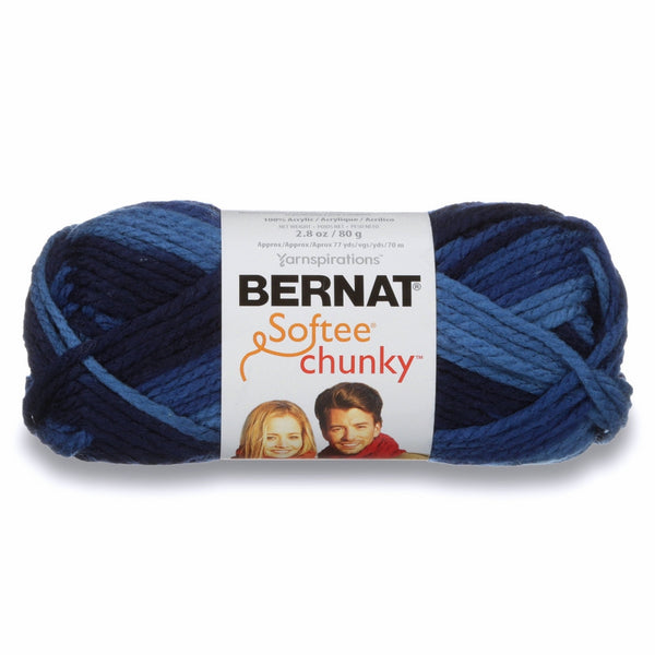 Bernat Softee Chunky Ombre Yarn - (5) Bulky Chunky Gauge 100% Acrylic - 2.8 oz - Denim - Machine Wash & Dry