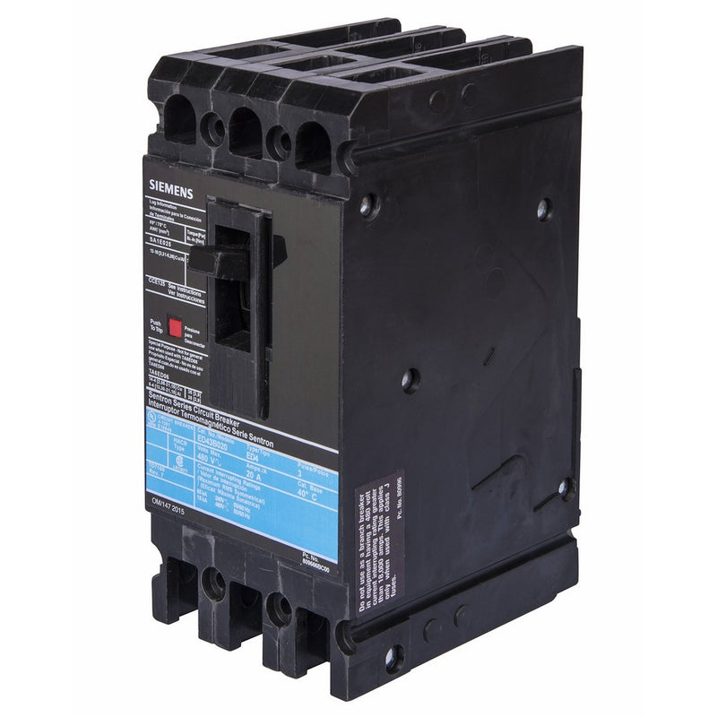 Siemens ED43B020 Circuit Breaker, Type ED4, 20 Amp, 3 Pole