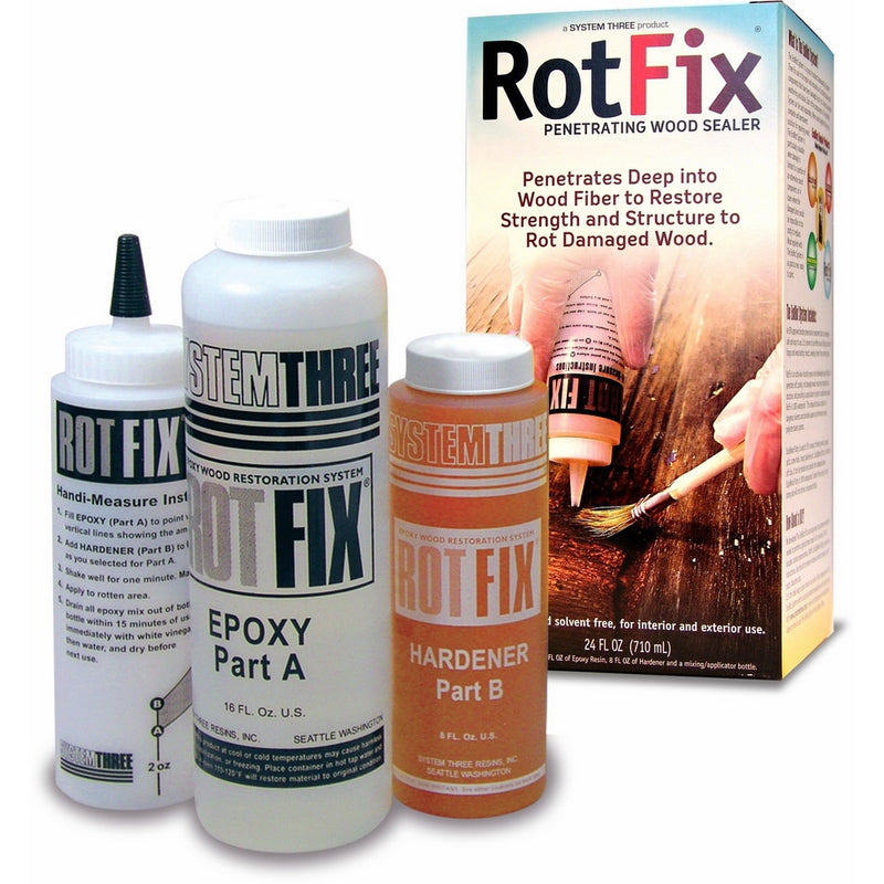 System Three Resins Rotfix Wood Restoration Rot Repair, 24-Ounce