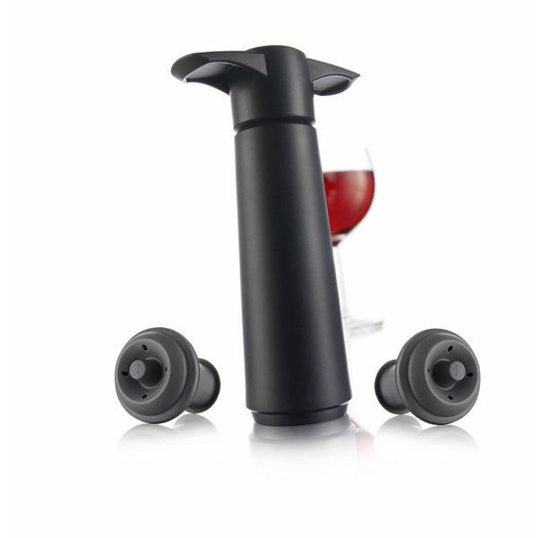 The Original Vacu Vin Wine Saver with 2 Vacuum Stoppers – Black