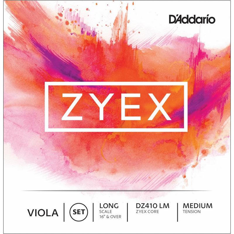 D'Addario Zyex Viola String Set, Long Scale, Medium Tension