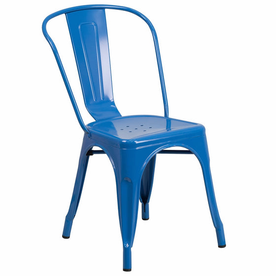 Flash Furniture Blue Metal Indoor-Outdoor Stackable Chair