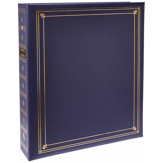 Pioneer Photo Albums 3-Ring Bound Bay Blue Leatherette Cover with Gold Accents Photo Album for 4 by 7-Inch, 5 by 7-Inch and 8 by 10-Inch Prints