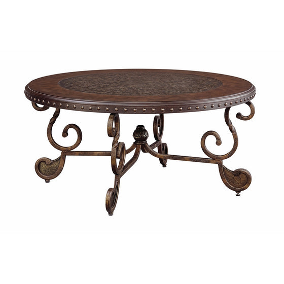 Ashley Furniture Signature Design - Rafferty Coffee Table - Cocktail Height - Round - Dark Brown