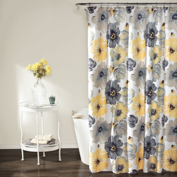 Lush Decor Leah Shower Curtain, 72 Inches X 72 Inches, Yellow/ Gray