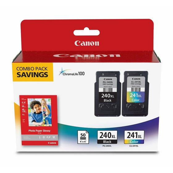 Canon Fine Cartridge PG-240XL/CL-241XL with Photo Paper Glossy (50 Sheets, 4"x6")