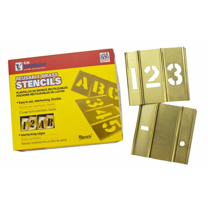 CH Hanson 2 in Brass Number 15 Piece Interlocking Stencil Set