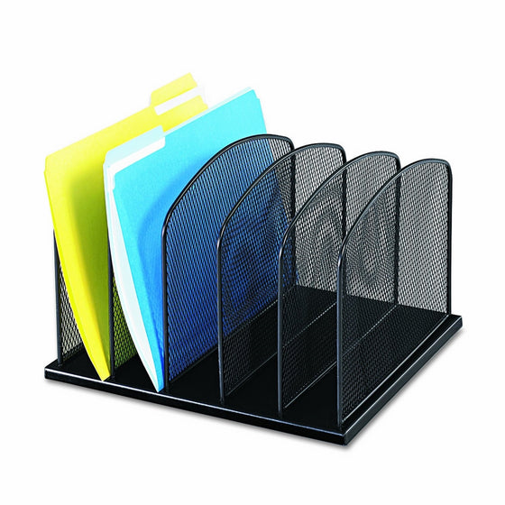 Safco Products 3256BL Onyx Mesh Desktop Organizer with 5 Vertical Sections, Black