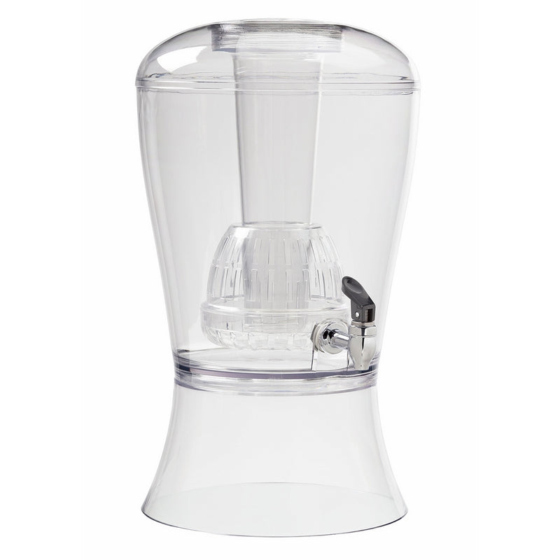 CreativeWare Beverage Dispenser With Ice Cylinder And Fruit Infuser, Clear