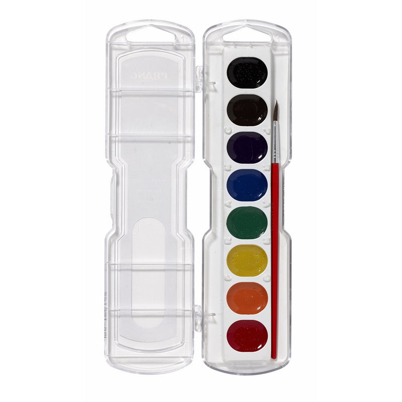 Prang Washable Watercolor Set, 8 Classic Colors with Brush, Assorted Colors (80525)