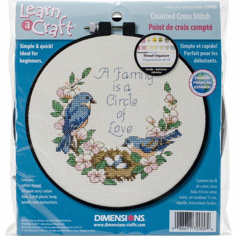 Learn-A-Craft Family Love Counted Cross Stitch Kit: 6" Round