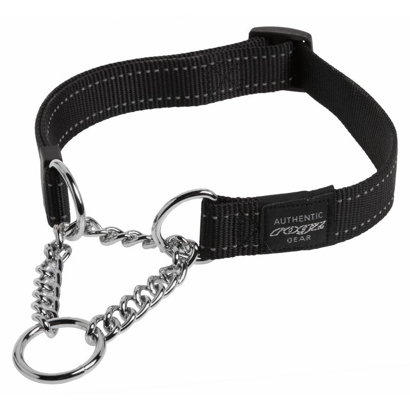 Reflective Nylon Choke Collar; Slip Show Obedience Training Gentle Choker for Extra Large Dogs, Black