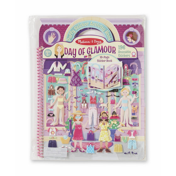 Melissa & Doug Puffy Sticker Activity Book: Day of Glamour - 196 Reusable Stickers