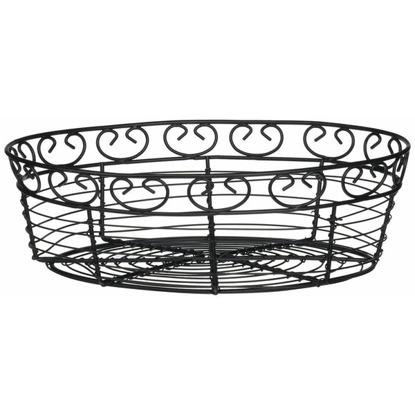 Winco WBKG-10O Oval Wire Bread Basket, 10-Inch x 6.5-Inch x 3-Inch, Black